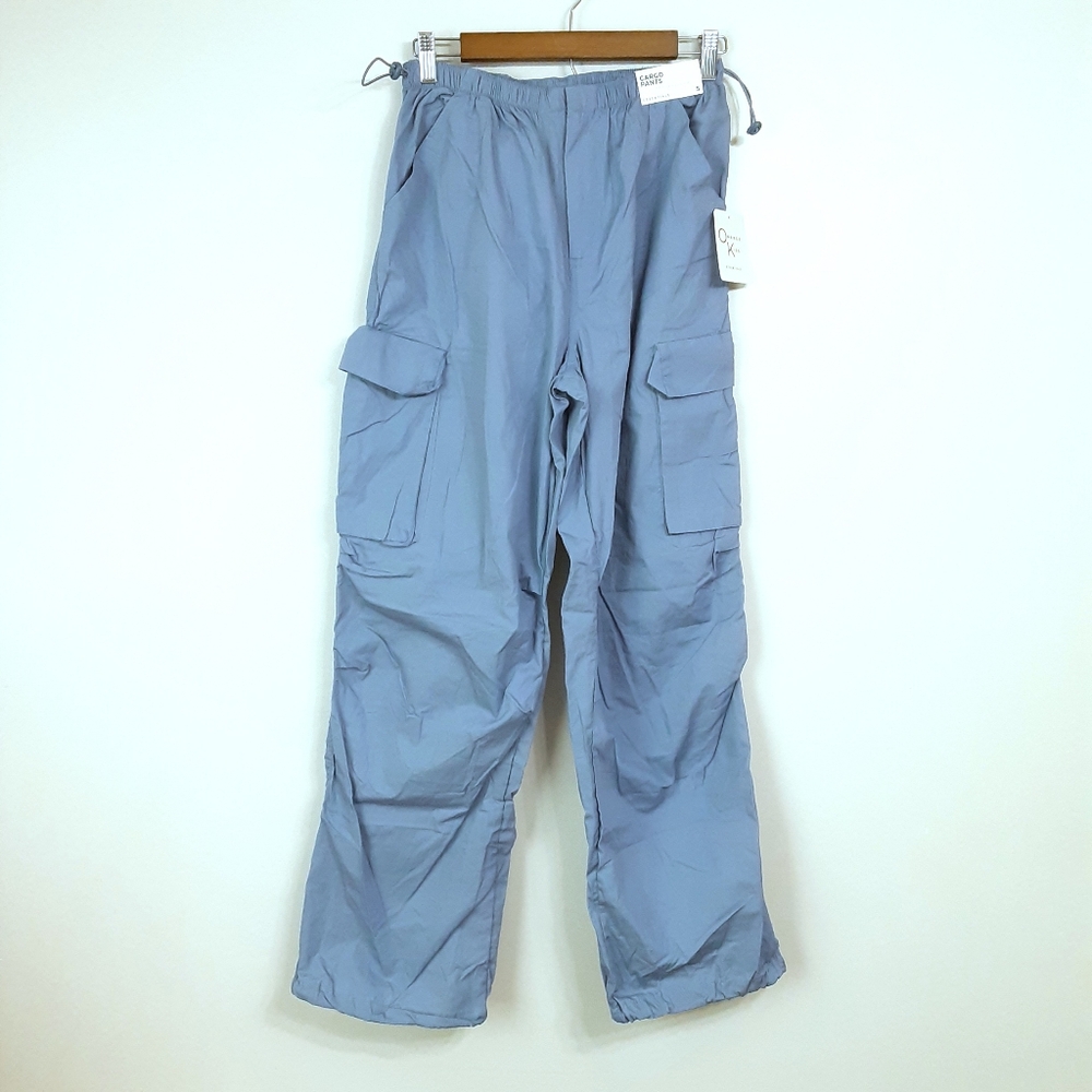 Orange Kiss Essentials Blue Cargo Pants Lightweight Baggy Comfy Women sz Small